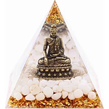 Drahý kámen Magieprirody.cz Orgonit pyramida 8x8 cm Buddha + kameny Jadeit #OR038