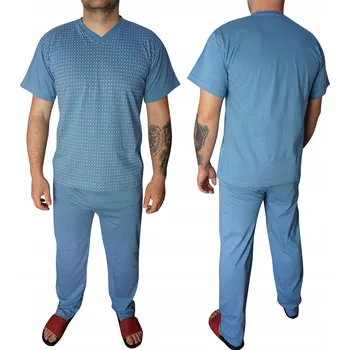 Pánské pyžamo Pánské pyžamo bavlněné krátký rukáv dlouhé kalhoty polská výroba L