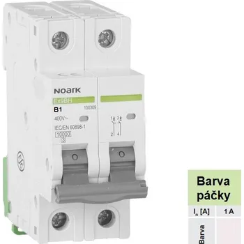 modulární přístroj a rozvaděč Noark 100300 Ex9BH 2P B1 Instalační jistič 10 kA, charakteristika B, 1 A, 2pól (Ex9BH 2P B1)