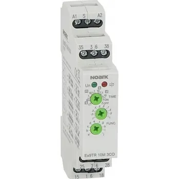 Relé Noark 111733 Ex9TR 10M 3CO Multifunkční časové relé, 10 funkcí,1x Přepínací kontakt 16A a 2x přepínací kontakt 8A, 12-240V AC/DC (Ex9TR 10M 3CO)