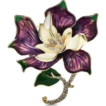 Brož B-TOP Brož ve tvaru fialového lotosového květu s krystaly