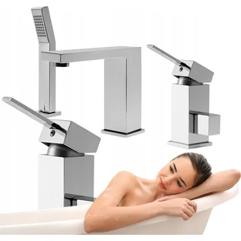 Vodovodní baterie Dvoukohoutková nástěnná vanová baterie Silla CUBO, stříbrná