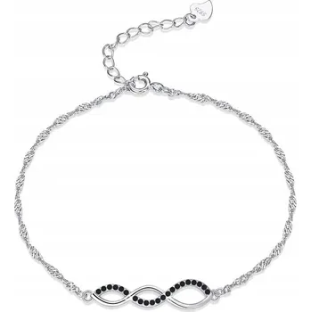Náramek POSTŘÍBŘENÝ NÁRAMEK ČERNÉ BARVY STŘÍBRO 925