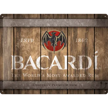 Plechová cedule Postershop Plechová cedule: Bacardi (Wood Barrel Logo) - 40x30 cm
