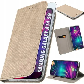 Pouzdro na mobilní telefon Flipové pouzdro gsmStyle pro Samsung Galaxy A14 5G Stojánek, Kapsa zlaté