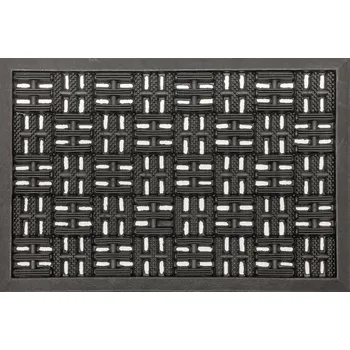 GUMOVÁ ROHOŽKA AŽUROVÁ ČERNÁ PÁSKOVANÁ VSTUPNÍ DOMÁCÍ 40x60 cm