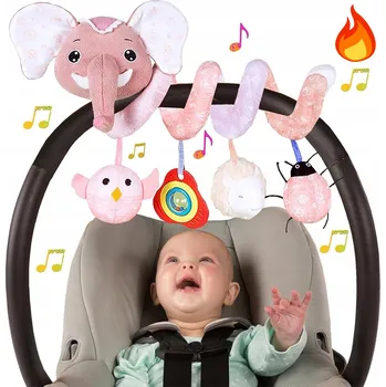 Hračka pro kojence SENZORICKÝ PŘÍVĚSEK SLŮNĚ HUDBA KOUSÁTKO ZRCÁTKO HRAČKA 0-12 MĚSÍCŮ