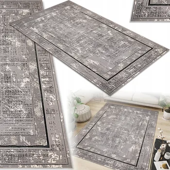 Obraz DYWAN DO SALONU DUŻY SZARY MIĘKKI 60x100 MODERNÍ STYLOVÝ SILNÝ MÓDNÍ 3D