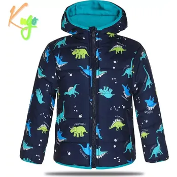 Chlapecká bunda Chlapecká zimní bunda Kugo FB0315 s dinosaury tmavě modrá
