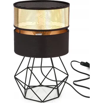 Lampička NOČNÍ LAMPA STOLNÍ DIAMANTOVÉ STÍNIDLO S DÍRKAMI ZLATÁ E27 LED BÍLÁ PROLAMOVANÁ