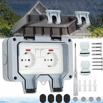 Elektrická zásuvka VENKOVNÍ ZAHRADNÍ ELEKTRICKÁ ZÁSUVKA VODOTĚSNÁ UTĚSNĚNÁ IP66