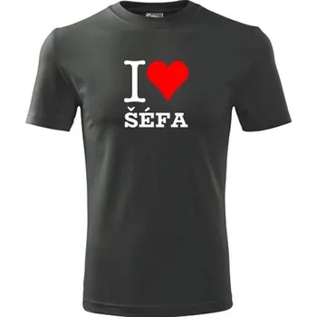 Pánská móda Grafitové tričko I love šéfa - barva antracit - velikost XXXL