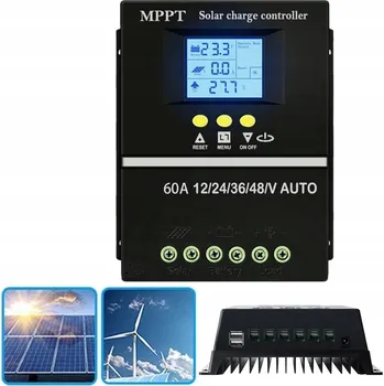 60A SOLÁRNÍ REGULÁTOR NABÍJENÍ MPPT 12V/24V/36V/48V LCD - ZNAČKOVÝ