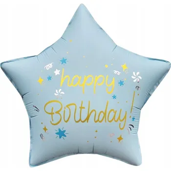 Balónek Fóliový balónek "Happy Birthday", modrý matný, Godan, 18", STR