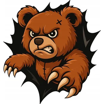 Samolepicí dekorace na vozidlo SAMOLEPKA auto | MEDVÍDEK Plyšák Rozzlobený Naštvaný Medvěd