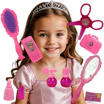 Doplněk pro panenku SADA PRO PRINCEZNU TELEFON KARTÁČ NŮŽKY KOSMETIKA KADEŘNÍK