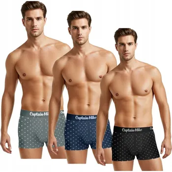 Pánská móda Pánské boxerky 3 kusy mix barev s kotvami Captain Mike L