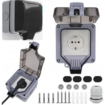 Elektrická zásuvka VENKOVNÍ ZÁSUVKA IP66 ZAHRADNÍ VODĚODOLNÁ 1-NÁSOBNÁ + PŘÍSLUŠENSTVÍ 250V