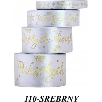 Stuha Dekorační stuha VESELÉ VÁNOCE, stříbrná, 25 mm x 22 m (pro výtvarné práce)