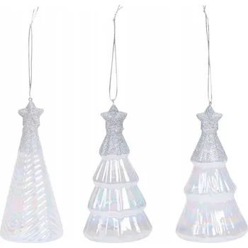 Vánoční dekorace Vánoční Baňky s přívěsky, bílé, závěsná vánoční ozdoba, 3 ks