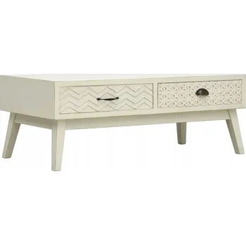 Konferenční stolek VidaXL Konferenční stolek se 2 zásuvkami s vyřezávanými detaily, šedý, 110x50x40 cm