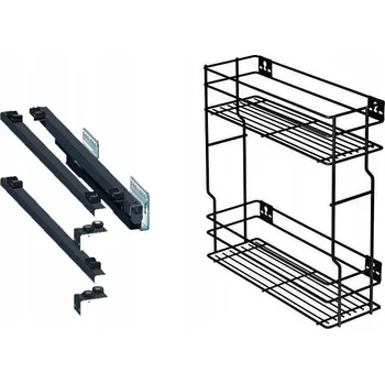 Odpadkový koš Cargo koš do skříňky pravý 20cm 200 Grafit 2 patra Rejs Push plný výsuv