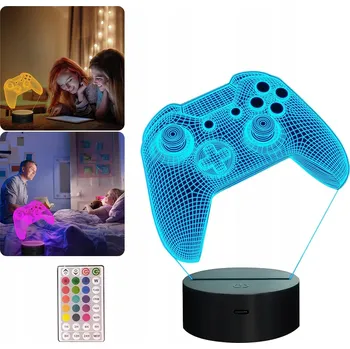 Lampička NOČNÍ LAMPA LED Pad Gamer STOLNÍ NA STŮL 3D RGB OVLADAČ PRO DĚTI
