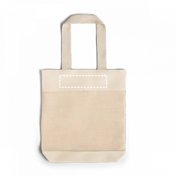 Nákupní taška MUMBAI. Síťovaná taška ze 100% bavlny (180 g/m²) 3 Přední horní část, 200 x 50 Transfer, 2 barvy