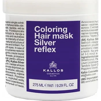 Vlasová regenerace KALLOS SILVER REFLEX MASKA NA VLASY NEUTRALIZUJÍCÍ ŽLUTÉ ODSTÍNY 275 ML