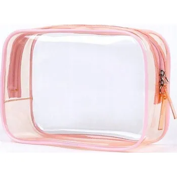 Kosmetická taška Vera Průhledná kosmetická taštička na zip, cestovní, růžová