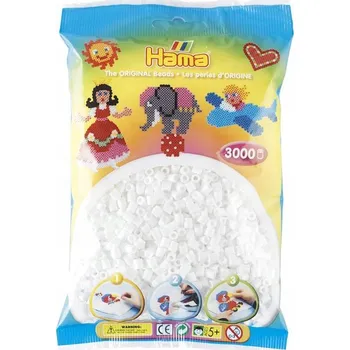 Dětské navlékací korálky Nažehlovací korálky BÍLÉ 3000 ks HAMA 201-01