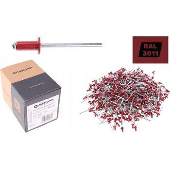 Nýt TRHACÍ NÝTY 4,8x10 RAL 3011 ČERVENÉ 500ks Nýt BARVA ČERVENÁ BURGUNDSKÁ
