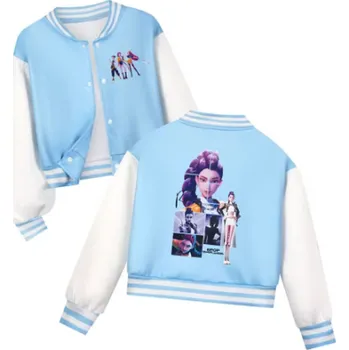 Chlapecký svetr KPop Demon Hunters (Lovkyně démonů) KPop Demon Hunters - kratší dívčí mikina (v baseballovém vzhledu) Barva: světle modrá (3), Velikost: 120