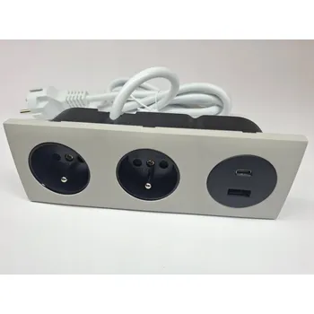Elektrická zásuvka Elektrická zásuvka trojitá 2x230V + 2USB zapuštěný nábytkový port kašmír