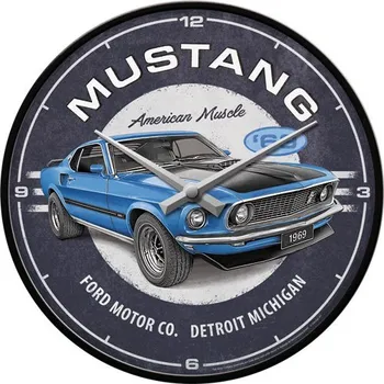 Hodiny Postershop Nástenné hodiny - Ford Mustang - 1969 Mach 1 Blue