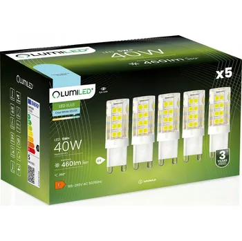 Žárovka 5x LED žárovka G9 Kapsle 5W = 40W 460lm 6500K Studená bílá 360° LUMILED