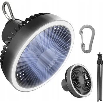 Vzduchotechnika SKLÁDACÍ CESTOVNÍ VENTILÁTOR S LAMPOU A ČASOVAČEM 10000MAH