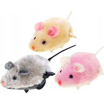 Hračka pro kočku Natahovací myš, barevná 1 Ks 9x6x5 cm.