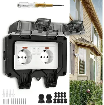 Elektrická zásuvka Venkovní zásuvka IP66 Vodotěsná zásuvka s vypínačem světla