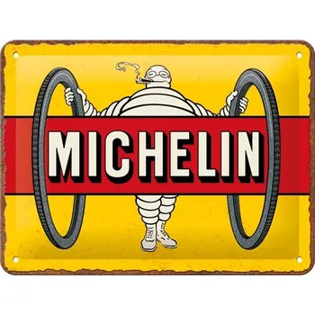 Plechová cedule Postershop Plechová cedule: Michelin - Tyres Bibendum Yellow - 20x15 cm