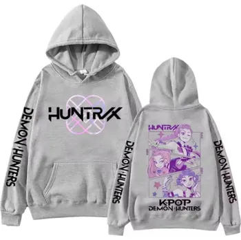 Dámský svetr KPop Demon Hunters (Lovkyně démonů) KPop Demon Hunters dámská mikina s potiskem Barva: Šedá, Velikost: XXXL