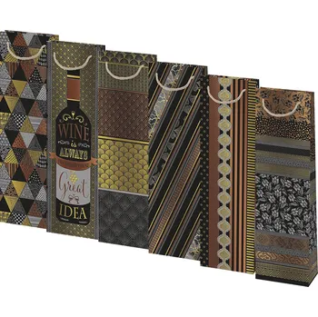 Dárková taška Taška dárková na láhev 12 x 40 x 9cm ornament mix