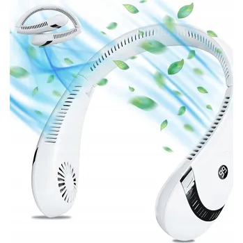Domácí ventilátor Přenosný USB ventilátor na krk, bílý, s regulací výkonu