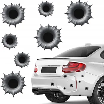 autokoberec NÁLEPKA na auto | STOPY PO STŘELÁCH, Díry po kulkách | 7 ks