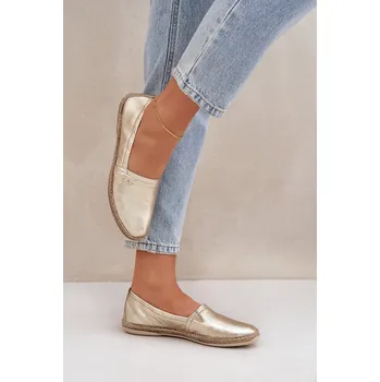 Dámská obuv Elegantní Kožené Espadrilky Dámské Zazoo 10177 Barva: Zlatá, Velikost: 40