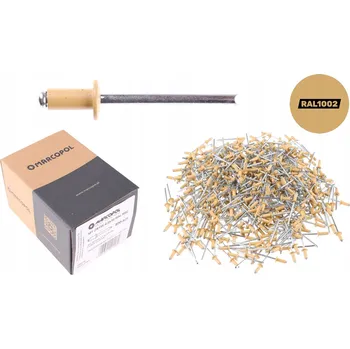 Nýt TRHACÍ NÝTY 4x10 RAL 1002 ŽLUTÉ 500 kusů NÝT BARVA PÍSKOVĚ ŽLUTÁ