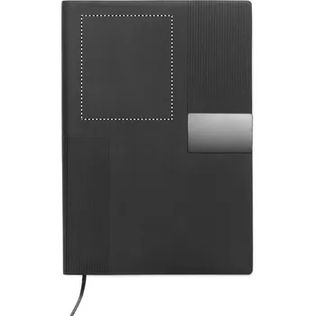 Zápisník Zápisník A5 z měkkého PU Sítotisk (max. 1 barva, 80x70mm) 1 barva 15 FRONT UPPER