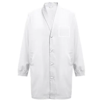 Gastro oděv THC MINSK WH. Pracovní košile z bavlny a polyesteru. Bílá barva 1 Chest, 100 x 100 Transfer, 1 barva