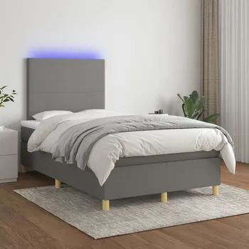 Postel vidaXL Box spring postel s matrací a LED 120 x 200 cm textil [3135262] Barva: Tmavě šedá