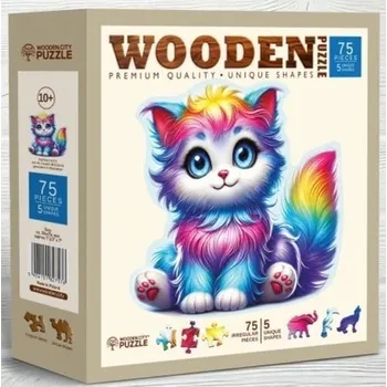 Puzzle Dřevěné puzzle Barevné kotě 75 dílků